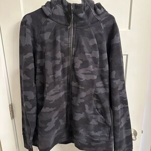 Lulu lemon scuba Black Camouflage Zip-Up Hoodie